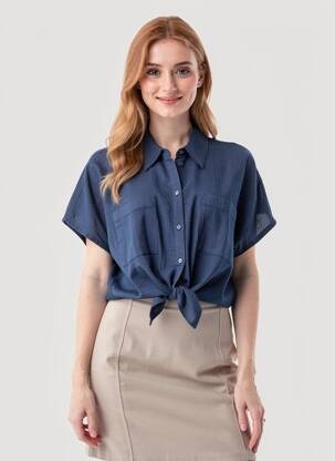 Chemisier manches courtes manches courtes bleu ONLY femme