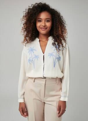 Chemisier coupe droite manches longues blanc TEDDY SMITH femme