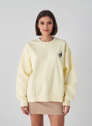 Sweat-shirt sérigraphie floquée manches longues beige ONLY femme