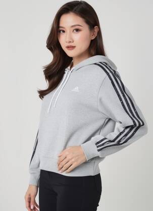 Sweat-shirt à capuche manches longues manches longues gris ADIDAS femme