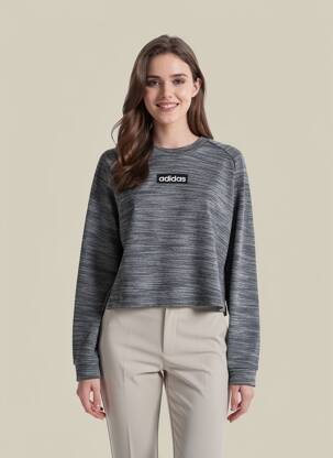 Pull coupe droite manches longues gris ADIDAS femme
