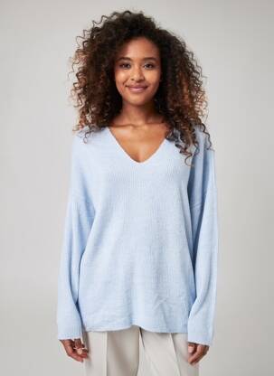 Pull coupe droite manches longues bleu ONLY femme