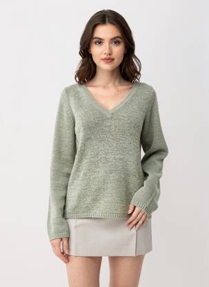 Pull coupe cintrée manches longues vert ONLY femme