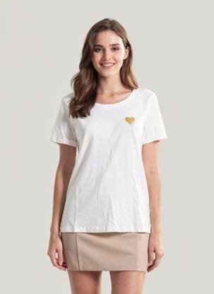 T-shirt sérigraphie floquée manches courtes blanc ONLY femme