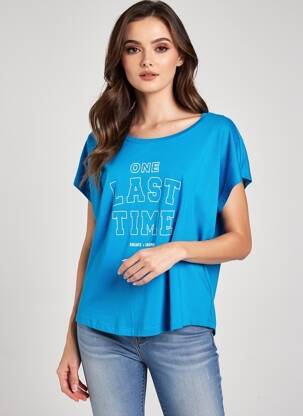 T-shirt sérigraphie floquée manches courtes bleu ONLY femme
