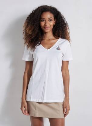 T-shirt col v manches courtes blanc LE COQ SPORTIF femme