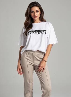 T-shirt sérigraphie floquée manches courtes blanc ONLY femme