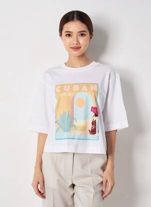 T-shirt sérigraphie floquée manches courtes blanc ONLY femme