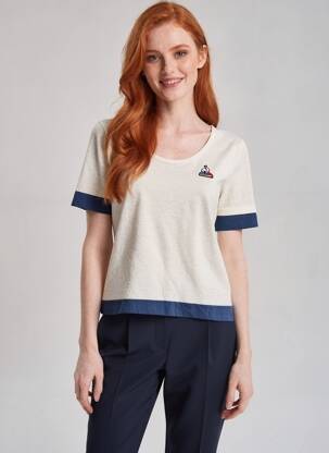 T-shirt coupe droite manches courtes beige LE COQ SPORTIF femme