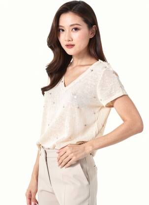 T-shirt imprimé fantaisie manches courtes beige ONLY femme