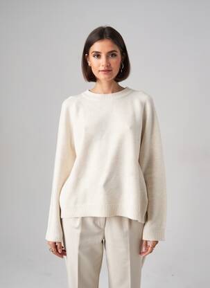 Pull coupe droite manches longues beige VERO MODA femme