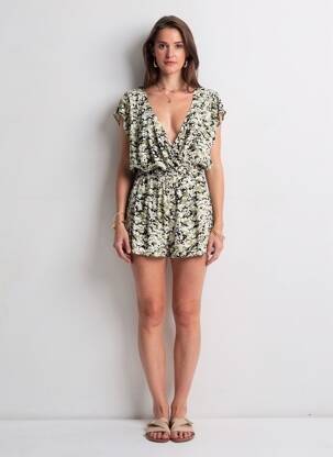 Combishort coupe cintrée manches courtes vert ROXY femme