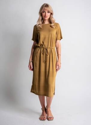 Robe mi-longue manches courtes manches courtes marron TEDDY SMITH femme