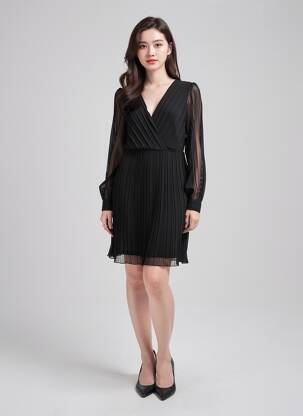 Robe courte manches longues manches longues noir ONLY femme