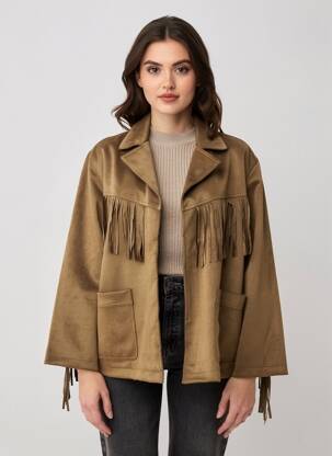 Veste casual tissage suedine marron ONLY femme