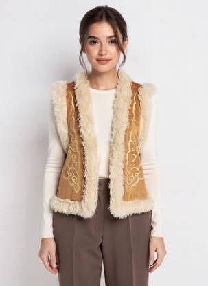 Gilet sans manche coupe droite beige ONLY femme
