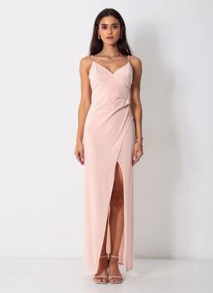 Robe longue fines bretelles fines bretelles rose MY LITTLE PRINCESS femme