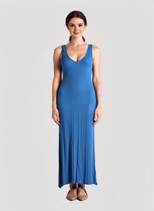 Robe longue sans manche sans manche bleu LA FEE MARABOUTEE femme