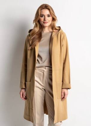 Manteau long a capuche a capuche beige FRANK LYMAN femme