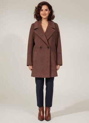 Robe mi-longue manches longues manches longues marron NATHALIE CHAIZE femme