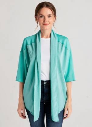 Gilet manches courtes col châle bleu MARC CAIN femme