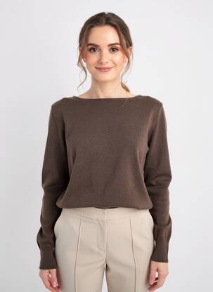 Pull tissage chiné manches longues marron MANILA GRACE femme
