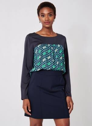 Blouse imprimé fantaisie manches longues bleu PENNYBLACK femme