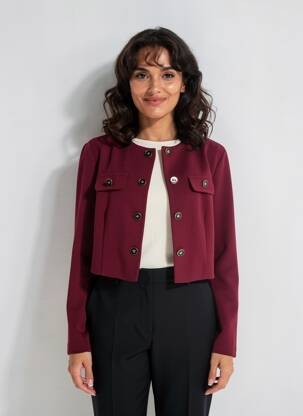 Veste chic fermeture boutonnée sur le devant rouge FRANK LYMAN femme