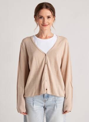 Gilet manches longues resserrée sur le bas beige ESTHEME femme
