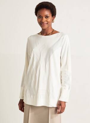 Pull coupe cintrée manches longues blanc JOSEPH RIBKOFF femme