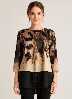 Pull tunique stretch manches 3/4 noir FRANK LYMAN femme