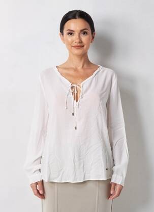 Blouse tissage popeline manches longues blanc MANILA GRACE femme