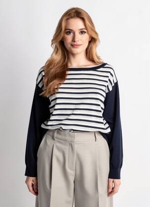 Pull col bateau manches longues bleu PENNYBLACK femme