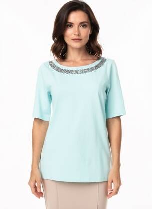 T-shirt stretch manches courtes bleu BETTY BARCLAY femme
