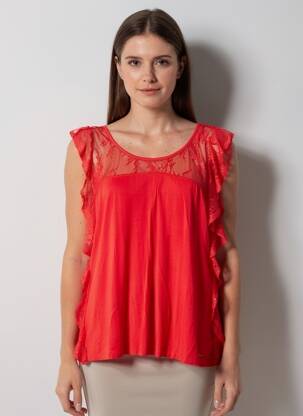 Top stretch manches courtes rouge GAUDI femme