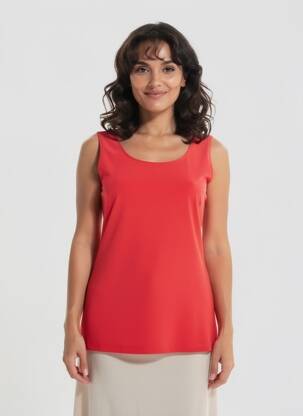 Débardeur stretch sans manche rouge FRANK LYMAN femme