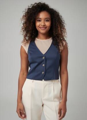 Gilet sans manche doublure bleu ACCESS femme