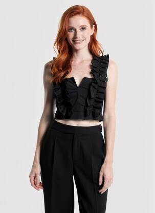 Top col carré sans manche noir ACCESS femme