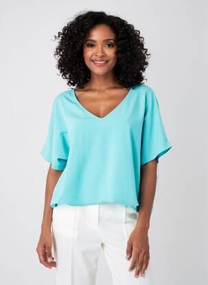 Top coupe fluide manches courtes bleu JOSEPH RIBKOFF femme