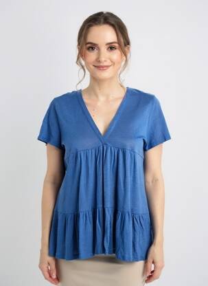Tunique manches courtes tissage jersey bleu INDIES femme