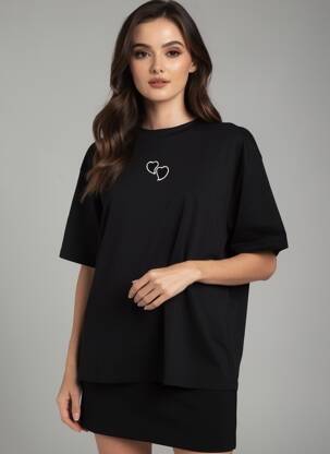T-shirt coupe droite manches courtes noir ACCESS femme