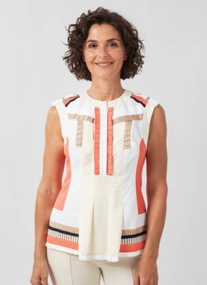 Tunique sans manche col rond beige LESLIE femme
