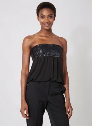 Top stretch sans manche noir CRISTINA GAVIOLI femme