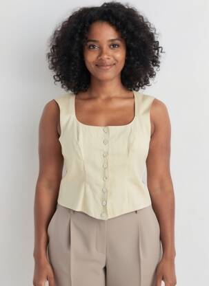 Gilet sans manche doublure beige NATHALIE GARCON femme