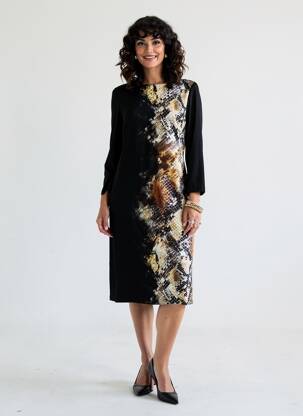 Robe mi-longue manches 3/4 manches 3/4 noir JOSEPH RIBKOFF femme
