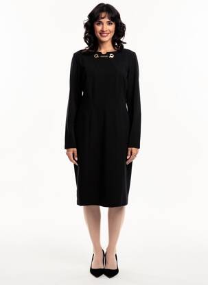 Robe mi-longue manches longues manches longues noir JOSEPH RIBKOFF femme