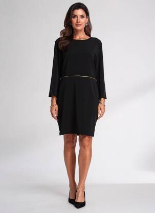 Robe courte fermeture zippée au dos manches longues noir LA FEE MARABOUTEE femme