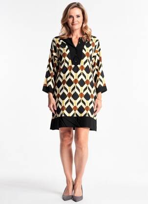 Robe courte coupe fluide manches 3/4 beige BLEU BLANC ROUGE femme