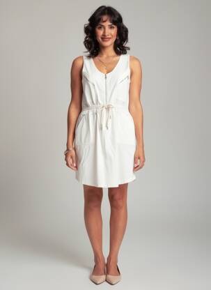 Robe courte sans manche sans manche beige EVA KAYAN femme