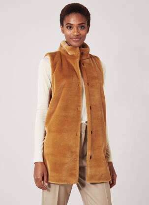Gilet sans manche coupe droite marron BETTY BARCLAY femme